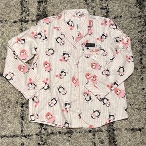 Set Of La Vie En Rose Pink and White Pajama Bottoms with Penguin Print